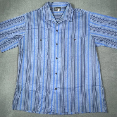 Camisa Triumph Of California Para Hombre XL Azul Rayas Manga Corta Hecha en EE. UU. Informal Foto 1 de 4