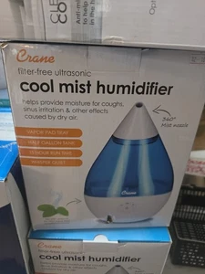 Crane Ultrasonic Cool Mist Humidifier Quiet Half Gallon Tank Small Room Blue - Picture 1 of 1