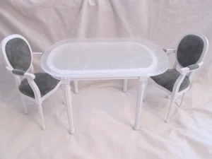 Horsman Urban Environment Louis XVI Style Table 2 Arm Chairs White for 16" Doll - Picture 1 of 14