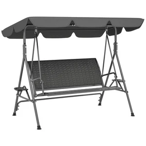 Silla Columpio de 3 Plazas, Banco de Asiento Columpio de Jardín con Toldo Ajustable, R - Imagen 1 de 12