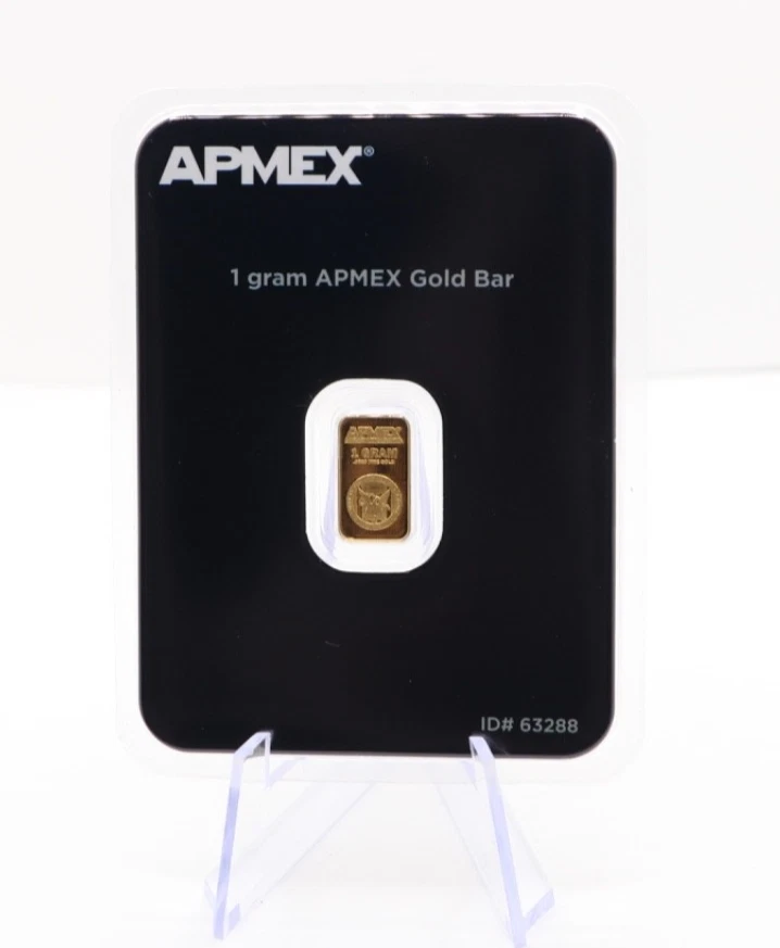 1g. Barra de Oro .9999 - Marca APMEX con Embalaje Evidente de Manipulaciones (TEP) Tarjeta de Ensayo Foto 1 de 4