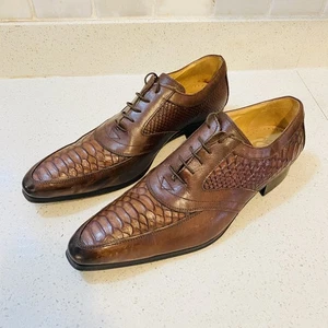 Astro Enzo Italian Crocodile Leather Dress Shoes Men's 46 US 12 Brown Oxford - Picture 1 of 24