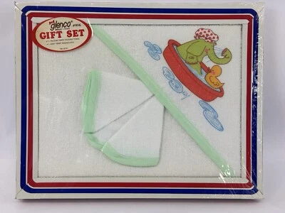 Glenco Infant Gift Set, Hooded Towel and Washcloth, Elephant Rubber Ducky NIP - Image 1 of 4