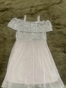 Brand Max ,girl dress light pink sequins, party dress, 10-12yrs strappy sleeve  - Picture 1 of 12