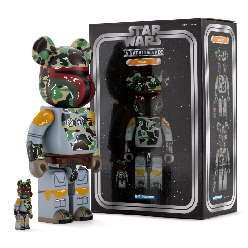 NIB Bearbrick 400% +100 Bape Boba Fett Star Wars Be@rbrick Bathing
