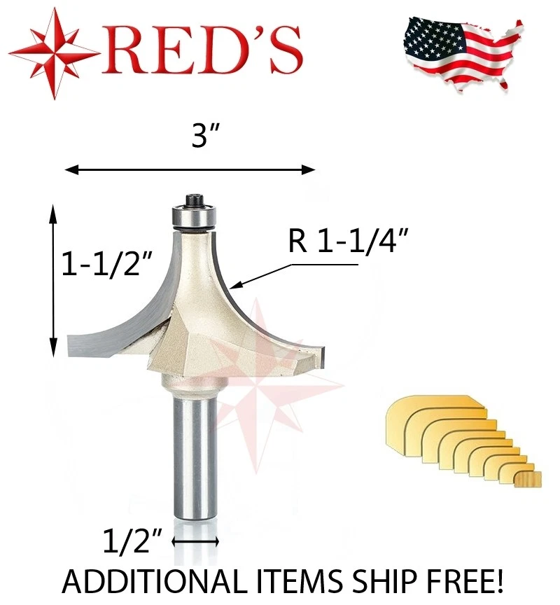 Tideway Carbide PRO LC06024008 1-1/4" Radius Round Over 1/2" shank router bit - Image 1 of 1