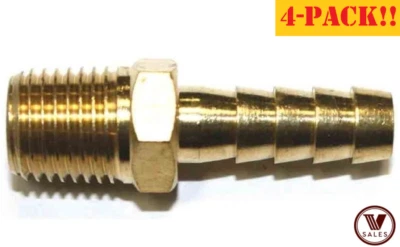 4-PACK!! BRAND NEW! Midland Metal 1/4" Hose Barb x 1/4"MNPT Brass Fitting 32005 - Image 1 of 4