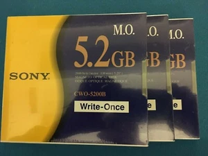 3 Sony 5,2 GB magnetische optische Festplatten einmal schreiben CWO-5200B NEU versiegelt kostenloser Versand - Bild 1 von 2