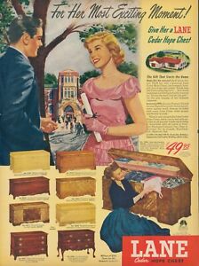 1949 Lane Cedar Hope Chest Vintage Print Ad Graduation Romantic Love Gift L2