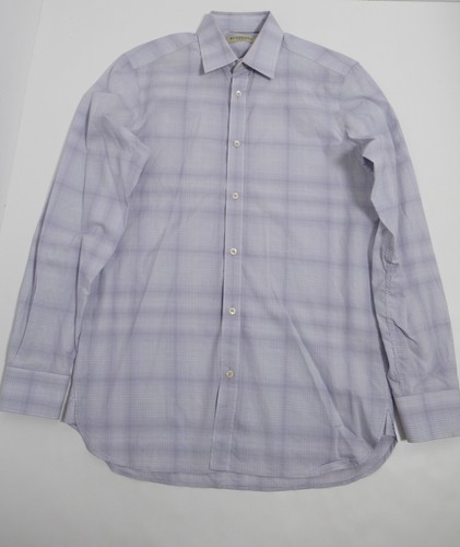 Camicia uomo Burberry London con bottoni bianca lilla taglia M