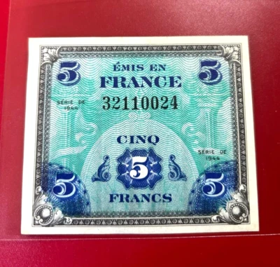 1944 FRANCE 5 FRANCS MILITARY CURRENCY NOTE UNCIRCULATED - Image 1 of 2