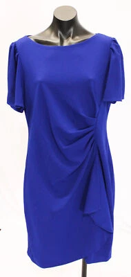  Mini vestido envolvente DKNY para mujer con cuello de barco acanalado CD4 cobalto talla 16 nuevo con etiquetas Foto 1 de 4