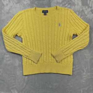 Polo Ralph Lauren Youth M(8-10) Cable Knit Sweater Yellow Crew Neck - Picture 1 of 8