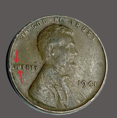 1941 No Mint Mark Wheat Penny Error DDO & Missing B in Liberty in Good Condition - Image 1 of 4