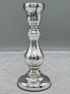 ANTIKER BIEDERMEIER KERZENLEUCHTER AUS GLAS BAUERNSILBER 19 TES JHDT - Bild 1 von 4