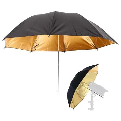 Studio Umbrella 33" Gold Reflective Umbrella Flash Photo Photography Umbrella - Image 1 of 4