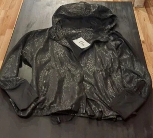 Womens windbreaker jacket black leopard print - Picture 1 of 3