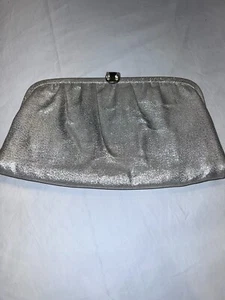 After Five Bag Purse Clutch Vintage Evening  Silver Tone Leaf Shaped Clip - Picture 1 of 5