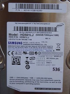 500GB Samsung HD501LJ | P/N: 401411CQB16280 | 2008.11  #536 - Bild 1 von 3