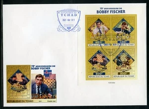 CHAD 2021 70th ANNIVERSARY OF BOBBY FISCHER SHEET FDC - Picture 1 of 1