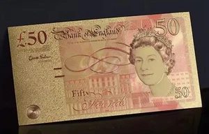 9ct Gold £50 Fifty Pound Banknote. - Picture 1 of 3