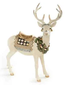 Ciervo blanco invierno Mackenzie Childs de pie 16" NUEVO - Imagen 1 de 1