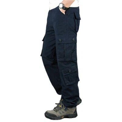 Men's Army Tactical Combat 100% Cotton Cargo Work Pants Outdoor Hiking Trousers - Image 1 of 4