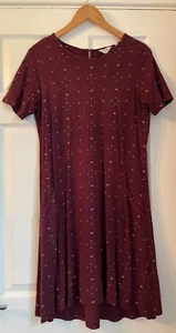 Vestido Fat Face Borgoña Manga Corta Simone Talla UK 10 - Imagen 1 de 5