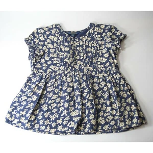 Polo Ralph Lauren Navy Cream Floral Pleated Short Sleeve Peasant Blouse 10 - Picture 1 of 5