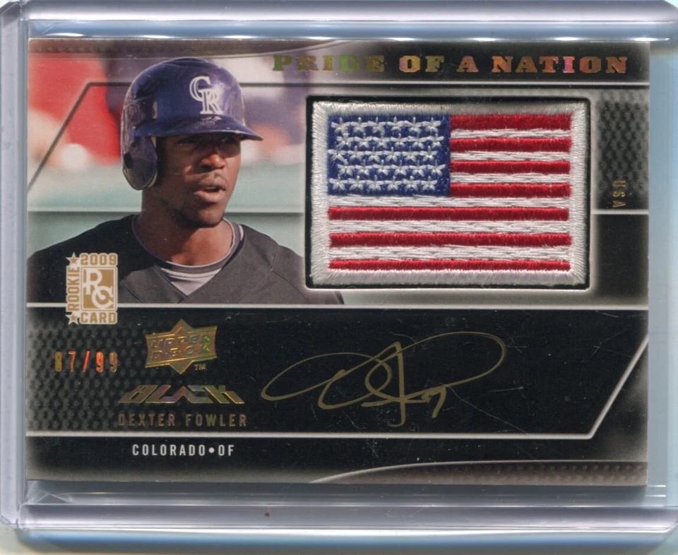 Parche autógrafo Upper Deck Black 2009 - Dexter Fowler - bandera de Estados Unidos - Cubs #d/99 Foto 1 de 1