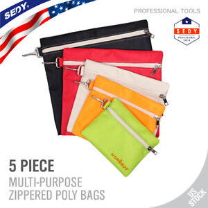 5PC Assorted Zipper Tool Bags Canvas Utility Durable Storage Organizer Pouch 11"