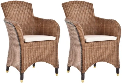 Set/2 Esszimmersessel Rattan mit Armlehne Rattanstuhl Korbstuhl (Braun Natur) - Bild 1 von 4