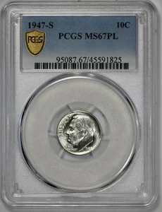 1947-S Proof Like Roosevelt 10c Silver Dime PCGS MS 67 PL - Picture 1 of 5
