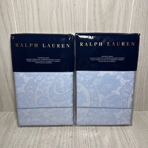 RALPH LAUREN Aubree Paisley European Pillow Shams BLUE Set of 2 - Picture 1 of 7