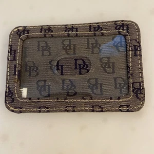 Dooney & Bourke Photo ID Card Holder Badge DB Logo Canvas Blue - Picture 1 of 4