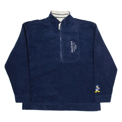 DISNEY Donald Duck Mens Fleece Blue 1/2 Zip Tight Knit M - Image 1 of 4
