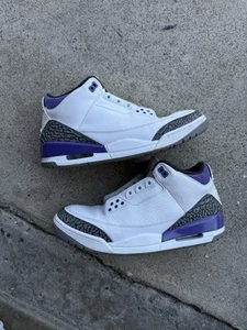 Size 10.5 - Jordan 3 Retro Mid Dark Iris 2022 CT8532-105 OG Cement White Lakers - Picture 1 of 10