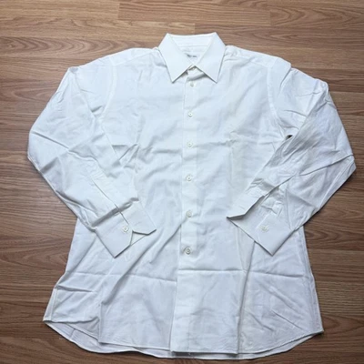 Ascot Chang Shirt Mens Extra Large White Herringbone Button Down Dress Classic - Image 1 of 4