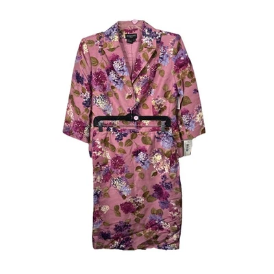 Due per Due Women's Silk Blazer Skirt Set Vtg 2 Piece Suit Sz 8 Floral Old Money - Image 1 of 4