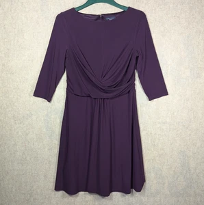 Vestido Tommy Hilfiger tejido cruzado fruncido en púrpura ciruela profunda, 12 usado en excelente estado - Imagen 1 de 12