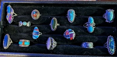 Lot Of 14 Native American Men's Women's Multi-Stone Ring 72Gr Lot - Image 1 of 4