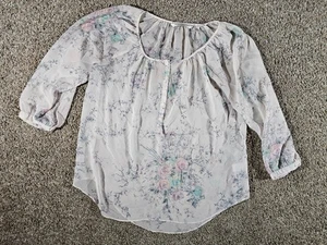LC Lauren Conrad Sheer Blouse Floral M - Picture 1 of 6