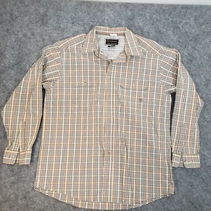 Vintage Ariat Western Shirt Mens XL Plaid Button Tan Long Sleeve - Picture 1 of 13