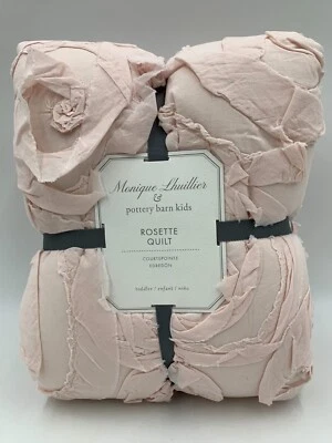 Pottery Barn Kids Monique Lhuillier Rosette Toddler Quilt Blush Pink #7965M - Image 1 of 4