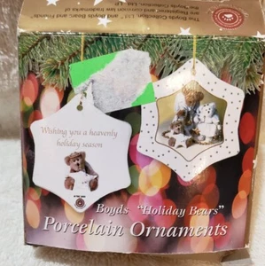 Boyd's "Holiday Bears" Porcelain Christmas Ornament - 1 w/Box - 2003 double side - Picture 1 of 6