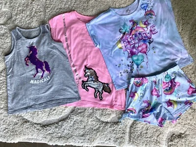 Girls Justice Unicorn Tunic Tank Pajama Lot Size 8 - Image 1 of 4