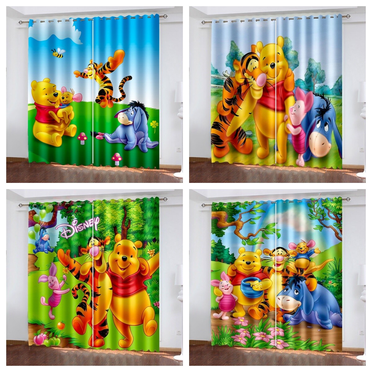 Winnie Puuh Voile Vorhang 75cm - 150 Stück Mit Schlitzen