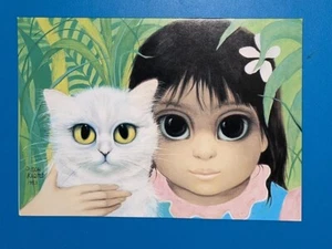 Biglietto di auguri vintage Margaret Keane Nalani con amico con busta ragazza gatto 1984 - Foto 1 di 3