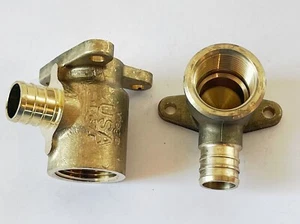 (2) VIEGA 46244 Pureflow 3/4" PEX Crimpatura x 3/4" Femmina NPT 90° Orecchio a goccia gomito - Foto 1 di 7