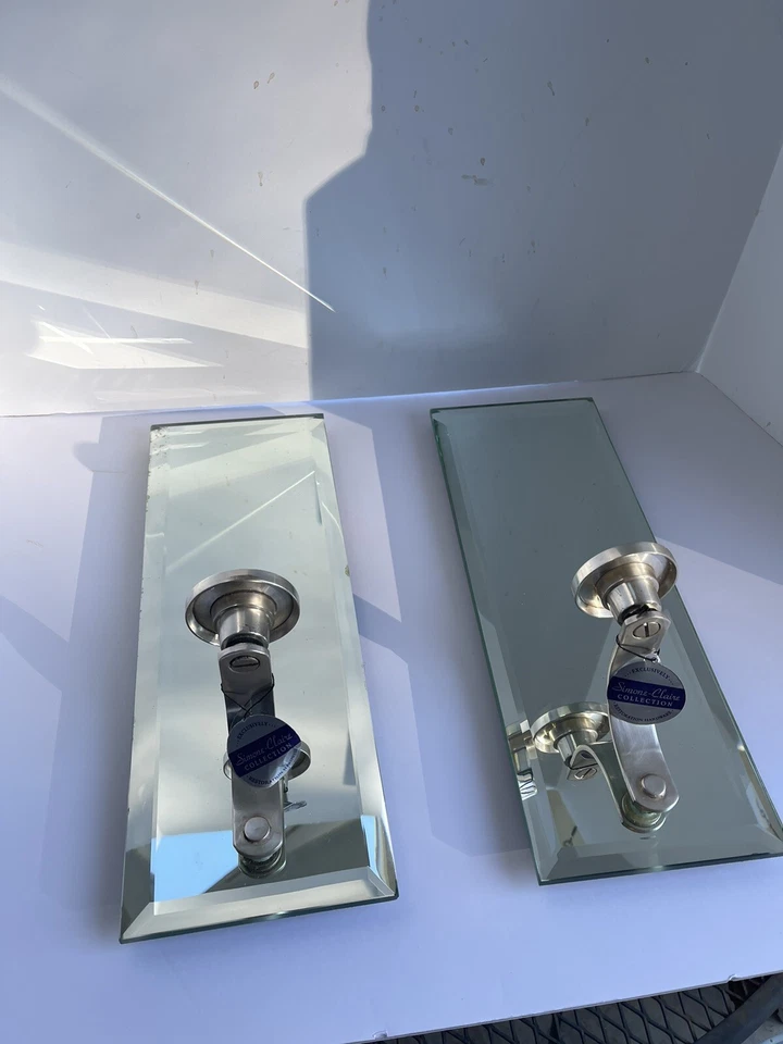 2 herrajes de restauración para colgar pared nuevos en caja apliques velas de vidrio apliques de espejo Foto 1 de 4